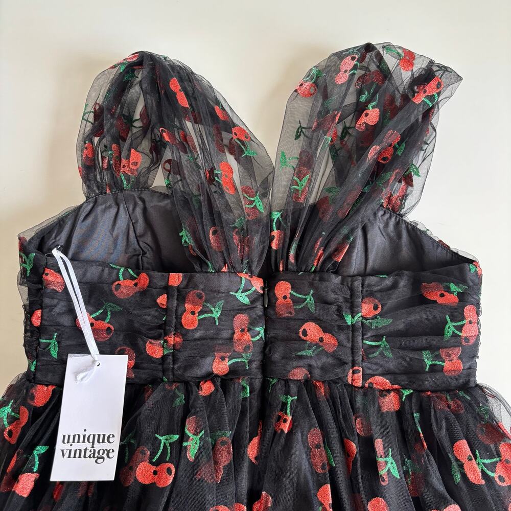Unique Vintage Heart & Soul Cherry Print Babydoll Dress Women’s Large Rockabilly - Picture 10 of 10